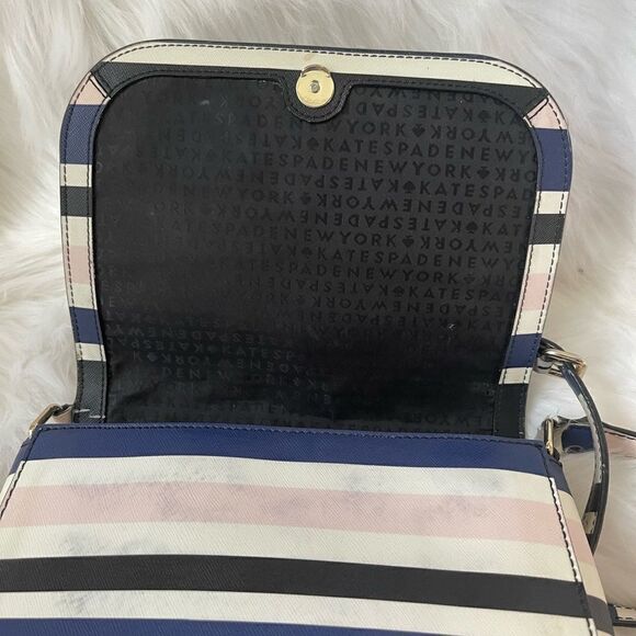 Kate Spade New York tricolor stripes Beige light pink & Navy blue cross body bag - Picture 10 of 14